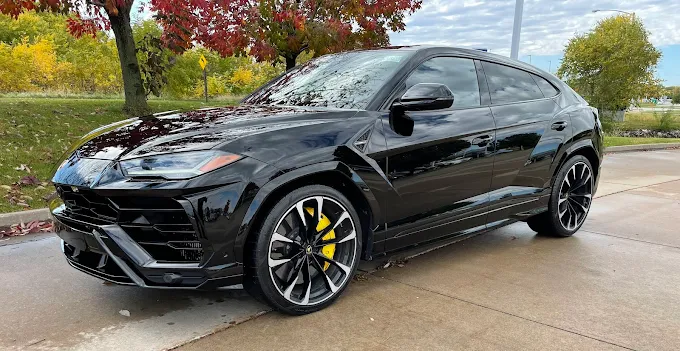 Black Lamborghini Urus after detailing