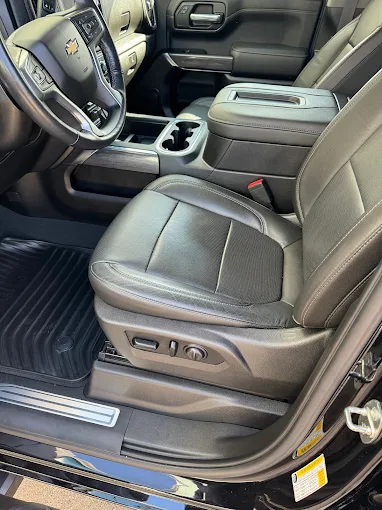 Chevy Silverado interior with clean leather seats