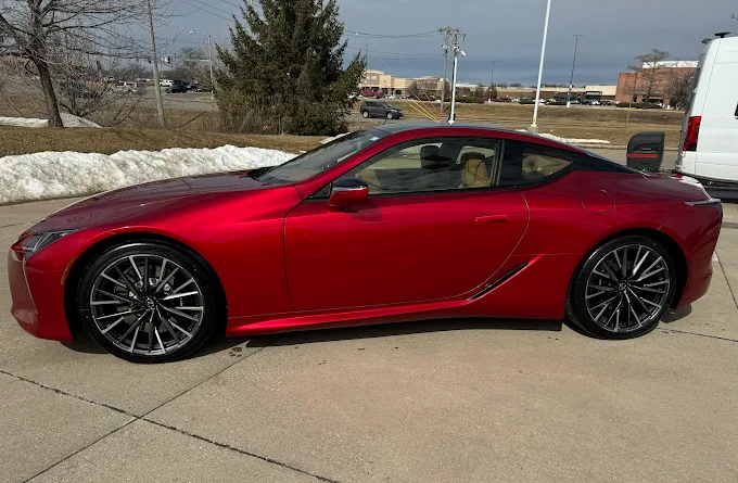 Red Lexus LC coupe after detailing