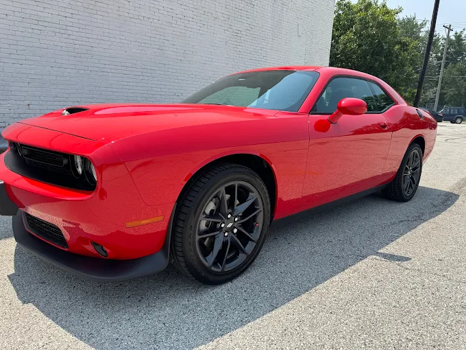 Red Dodge Challenger after detailing