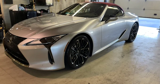 Silver Lexus LC sports car after detailing